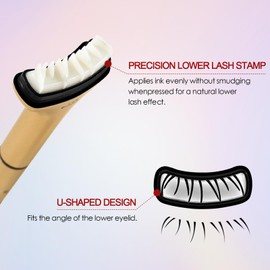 GEUUFEA Lower Eyelash Stamp & Eyeliner, 2 In 1 Lower Lash Stamp Kit Waterproof, Quick Eye Makeup Tool for Beginners, Reusable Natural Lash Effect (Black)