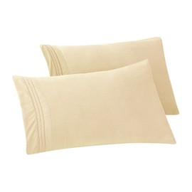 Elegant Comfort Solid Pillowcases 1500 Premium Hotel Quality Microfiber - Smooth Weave, Wrinkle and Stain Resistant, Easy Slip-On, 2-Piece Set, Standard/Queen Pillowcase, Cream