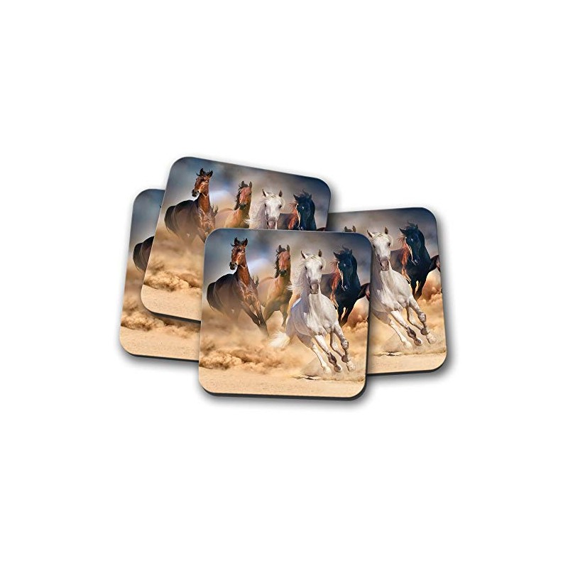 4 Set - Beautiful Horses Coaster - Equine Animal Wild
