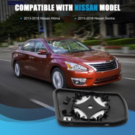 E-Vniko Driver Side Power Heated Mirror Glass Replacement for Nissan Altima 2013 2014 2015 2016 2017 2018 Sentra 2013-2018 - left Side Rear View Mirror Glass with Backing Plate for Sentra Accseeories
