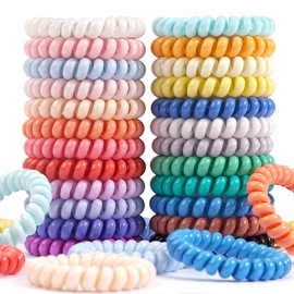 DED Hair Ties,24 Pack No Crease Spiral Hair Ties Hair Elastics,Waterproof Phone Cord Hair Coils, Elastic Ties Hair Accessories for Women Girls Kids