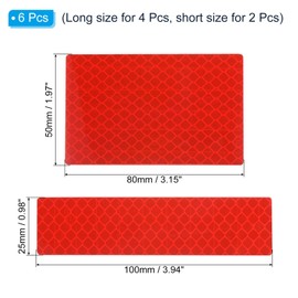 PATIKIL Reflective Patch 1x4" 2x3", 6 Pcs Hook and Loop Fastener Safety Appliques for Night Sportsperson Worker Hiker, Red