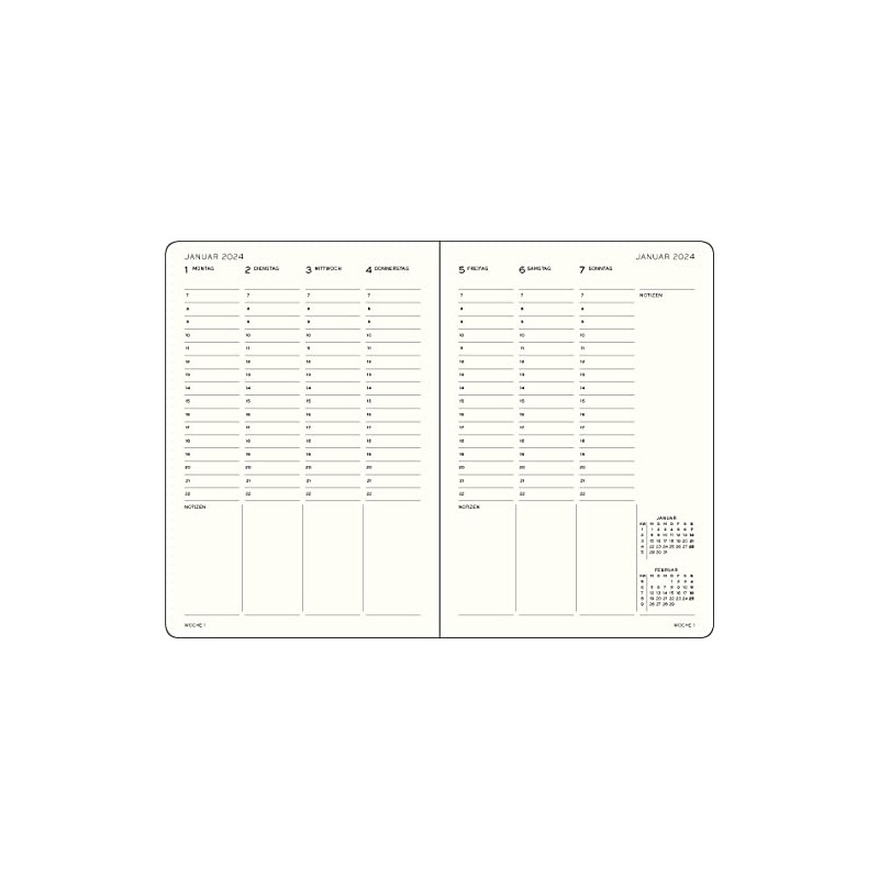 LEUCHTTURM1917 367558 Academic Week Planner Pocket (A6) 2024, with booklet,