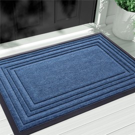 Buganda Floor Door Mat, Heavy Duty Doormat Outdoor Indoor, Natural Rubber Mat, Non Slip, Low Profile Outdoor Mat for Home Entrance, Garage, Patio Porch Farmhouse, 29x17, Blue