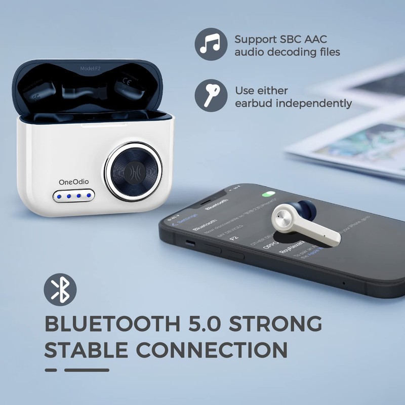 True Wireless Earbuds, OneOdio F2 Hi-Fi Stereo Headphones with Mics,