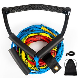 75FT Radius Handle Ski Ropes for Water Skiing, Floating Wakeboard Rope and Handle, 4-Section Water Ski Rope, Wakeboard Tow Ropes for Waterskiing, Wakeboarding, Kneeboarding, Watersports