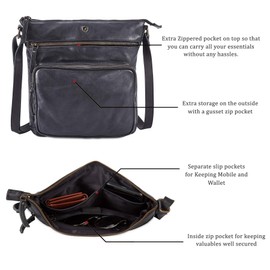 Cochoa Women's Vintage Genuine Leather Large Shoulder Bag Leather Handbag, black