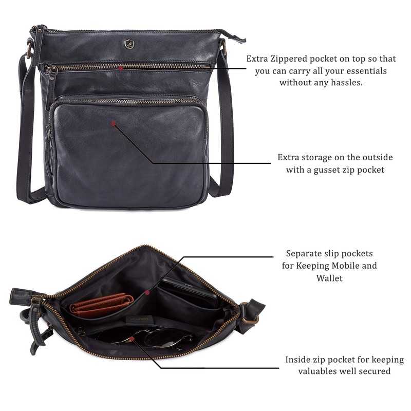 Cochoa Women's Vintage Genuine Leather Large Shoulder Bag Leather Handbag,