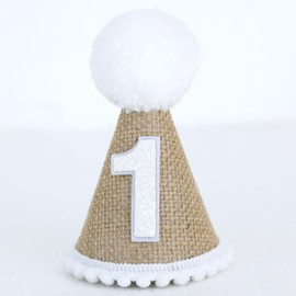 Ereniko Brown Boho Burlap 1st Birthday Hat Boy One Party Cone Hat Baby First Birthday Decorations for Baby Boys Party Hat Photoshoot Props Photo Props