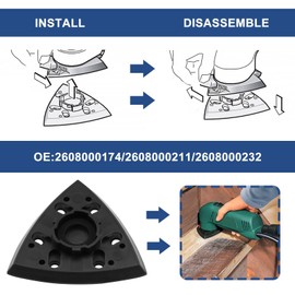 ECSiNG 1 Piece Triangle Sanding Board Compatible with Bosch PDA 180 PDA 180E PDA 240E GDA 280E OE 2608000174 2608000211 2608000232 90 x 90 mm Sanding Plate Black