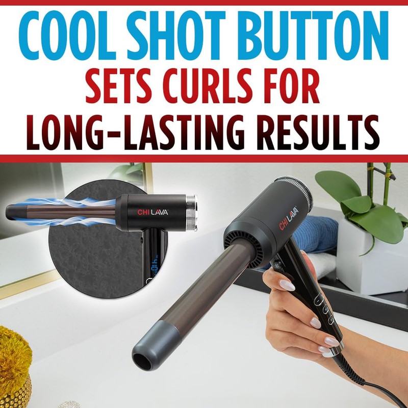 CHI Lava Curl Shot, Hair Curling Wand For Voluminous, Shiny