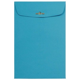 JAM PAPER 6 x 9 Open End Catalog Colored Envelopes with Clasp Closure - Blue Recycled - 100/Pack