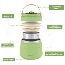 Thermo for Hot Food Adults 40OZ Soup Thermo Lunch Containers Wide Mouth Vacuum Insulated Food Jar Stainless Steel Leakproof Lunch Box with Spoon and Fork, Keeps Food Warm, Ideal Gift for Women