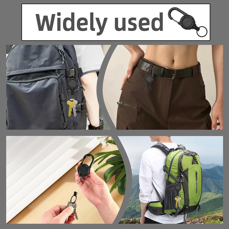 2PCS Retractable Keychain with Thick Steel Cord Heavy Duty Badge