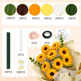 450Pcs Pipe Cleaners,12Inch 6 Colors Pipe Cleaners for Crafts DIY Flowers Kits Tulip Lily Rose Sunflower Thick Fluffy Pipe Cleaners Craft Supplies Adult Handmade Art Craft Decoration (Yellow)