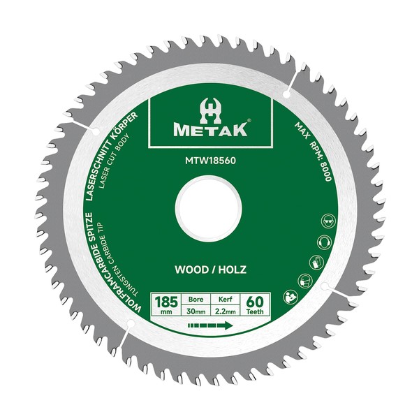 METAK HM Circular Saw Blade 185 x 30 mm, 60