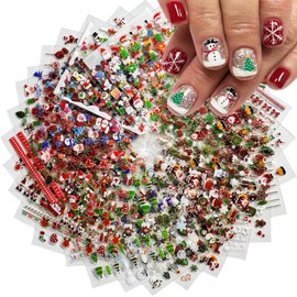 30 Sheets Christmas Nail Art Stickers Nail Decals 3D Self Adhesive Santa Claus Elk Snowman Christmas Tree Nail Art Supplies Winter Nail Stickers for Women DIY Acrylic Nail Decorations