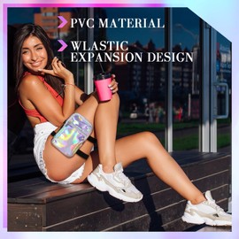 Bulyoou Carnival Leg Bag Holographic Thigh Bag with Adjustable Strap Leg Harness Women Summer Iridescent Travel Hiking Pack(Silver,Leg Bag)