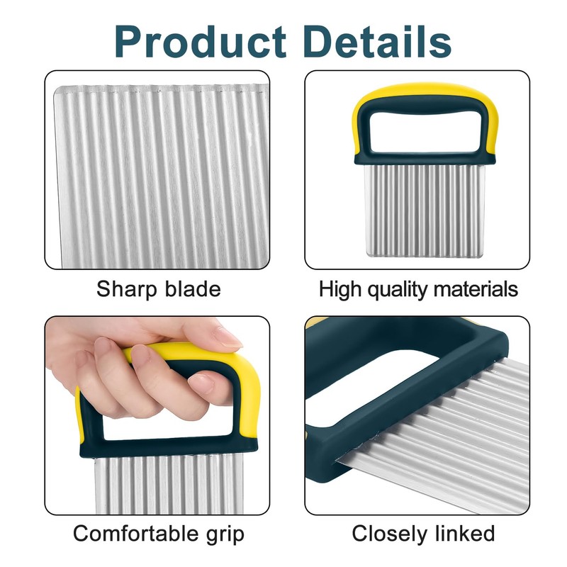 Crinkle Cutter，Stainless Steel Wave Cutter Vegetable Chip Cutter Crinkle Fry