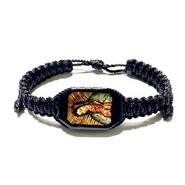 Gigi's Classy Kids Our Lady of Guadalupe Black Corded Bracelet Wooden Charm Pulsera de La Virgen Guadalupe Religious Gift