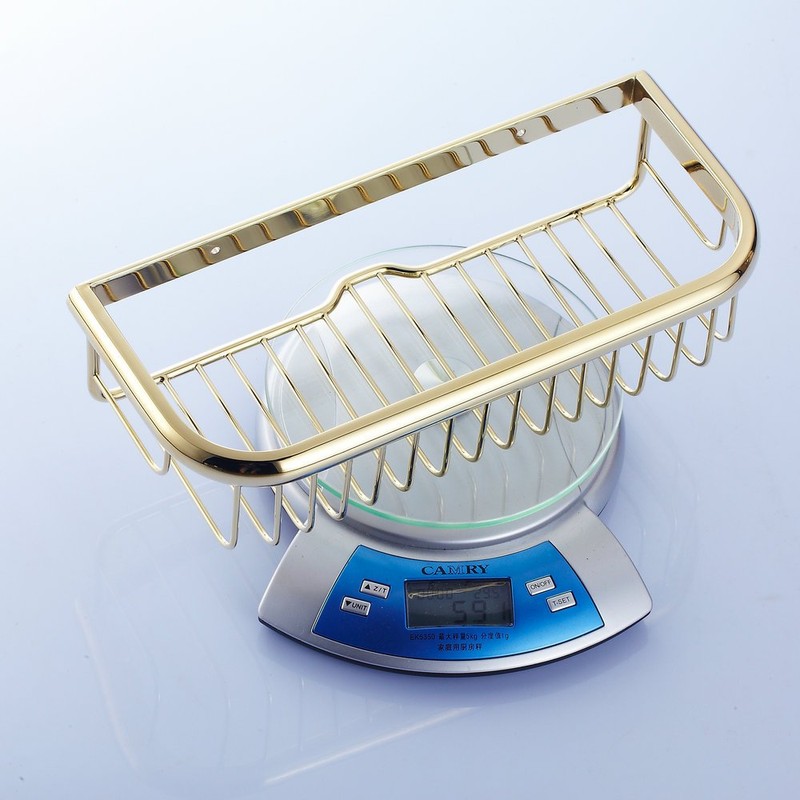 Beelee Wall Mounted Golden Brass Bathroom Commodity Shelf Shower Caddy