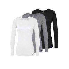 Adar Uniforms Underscrubs for Women 3 Pack, Long Sleeve Underscrub Comfort Tee, 2903, Black/Dark Marl Gray/White, L