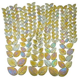 Yuvori Iridescent Ceramic Leaf Mosaic Tiles, Mixed Sizes, 1.1 lbs, Beautiful Colors, Perfect for DIY Crafts, Indoor & Outdoor Decor, Garden Art & Mosaic Projects (Yellow Leaves)