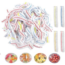 100 Pack Colorful food cover, Elasticated Food Covers Cling Film Bag,Reusable Sealing Elasticated Food Covers,Universal Food Cling Film Bags for Kitchen Fruits Vegetables Preservation Food Storage ﻿