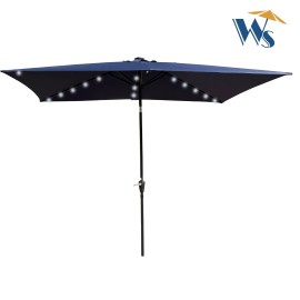 10 X 6.5t Rectangular LED Lighted Outdoor Umbrellas for Patio Garden Backyard Pool Solar Powered Crank Push Button Tilt Featurecolor: as Pic Color