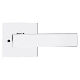 Kwikset Singapore Interior Privacy Door Handle with Lock, Door Lever For Bathroom and Bedroom, Polished Chrome Reversible Keyless Turn Lock