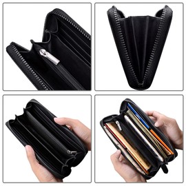 VISOUL Premium Genuine Leather / Italian Leather Wallet with RFID Protection, XL Wallet for Men, black, Classic