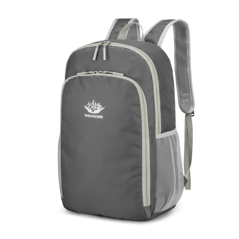 TQUXNGA Wanderrucksack, leicht, verstaubar, spritzwassergeschützt, faltbar, grau