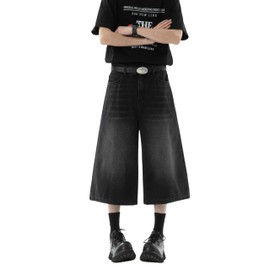 DOSLAVIDA Jean Shorts Men Baggy Jorts Casual Capri Denim Shorts Y2k Loose Long Jorts Vintage Fashion