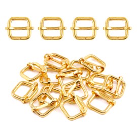 Swpeet 60 piezas 1/2 pulgada - 13 mm Anillos de metal dorado Hebilla rectangular ajustables de metal para triglides deslizantes, llavero de hebilla de pinza deslizante para correas de cinturón