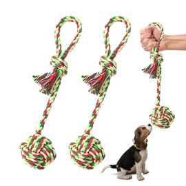 DUINIU 2 pieces cotton rope dog toys, braided dog cotton rope knots, dog teeth cleaning balls, dog chew toy ropes, pet cotton rope toys