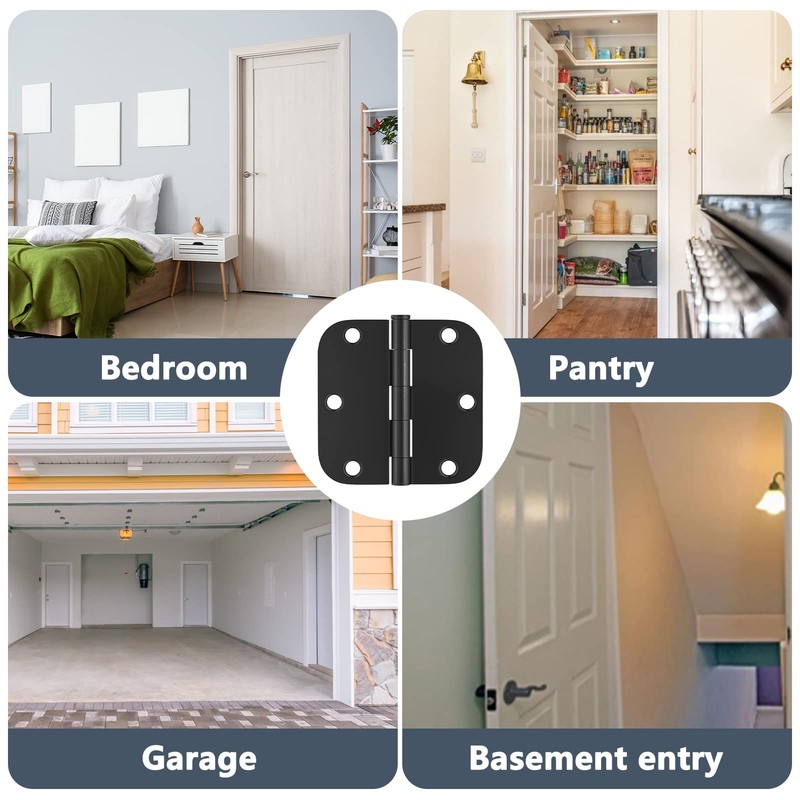 30 Pack Rounded Door Hinges 3.5 x 3.5 inch, 5/8