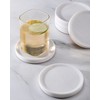 CHISELED ST DF SK White Marble Coasters Raised Edges- Designer