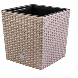 Prosper Plast Rattan Planter Mocca Colour - 22.5cm 8L Capacity - Plastic Flower Pot Suitable for Indoor and Outdoor Use