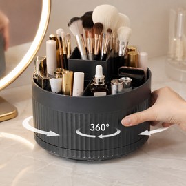 Rotating Makeup Brush Holder for Vanity Organization – 360° Desktop Storage Container for Cosmetics, Brushes and Beauty Tools