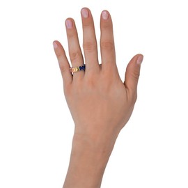 Maya J Eternity Ring - Emerald-Cut, with Artisan Fashioned Gemstones, Rainbow, Size 9