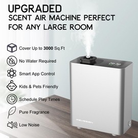 HVAC Scent Diffuser Machine for Whole House - Scent Diffuser for Hotel, Scent Air Machine for Home Cover Up to 3000 Sq. Ft - Cold Air Diffuser | Waterless Aromatherapy Diffuser for Large Room - Silver