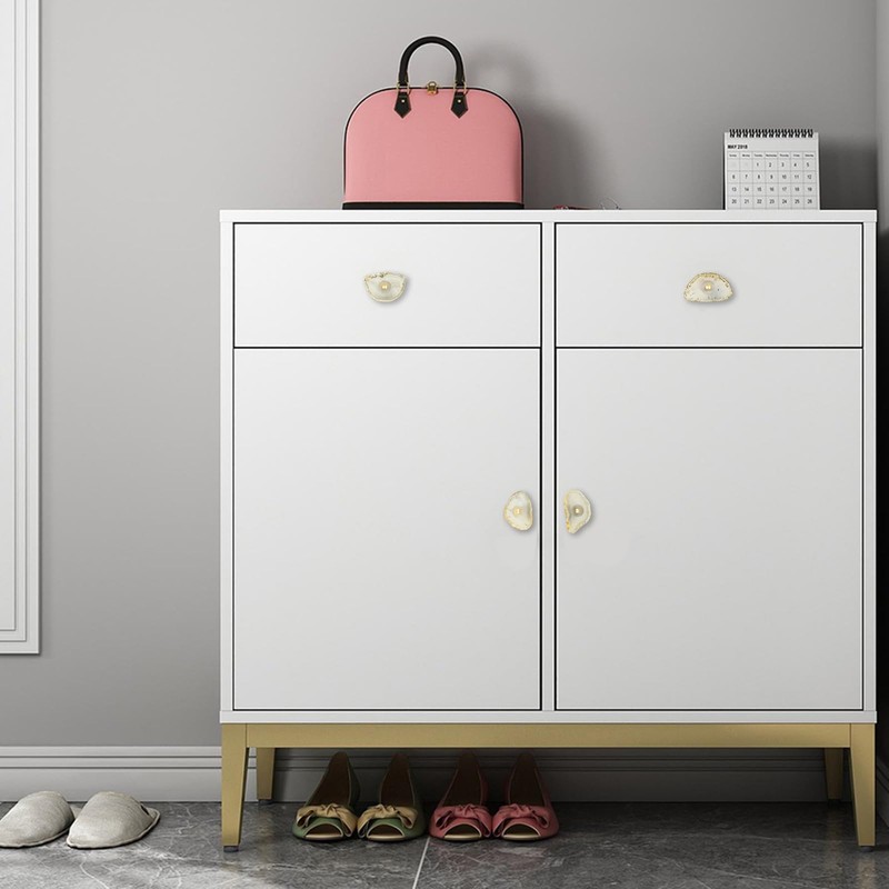 mookaitedecor Set of 4 Natural Agate Crystal Drawer Knobs with