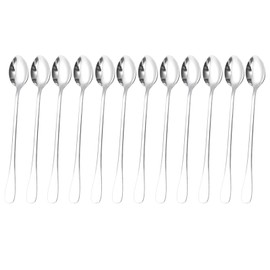 12 Pcs Latte Spoons,Teaspoons Set of 12 Stainless Steel,Tablespoons for Serving,Sundae Spoons,Dessert Spoons, Rice Spoon,Long Handle Teaspoon,for Home, Restaurant, Kitchen(Size:7.68x1.18inch)