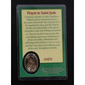 ST. JUDE Laminated Prayer Card Holy Card with Gold-Toned Medal | St. Jude Shrine