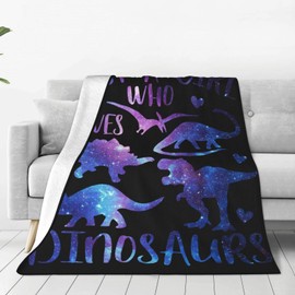 Just A Girl Who Loves Dinosaurs Blanket Throw Blanket Flannel Lightweight Soft Plush Fuzzy Blankets for Bed Sofa Couch Livingroom Chair Car Travel Pet 50"x40"