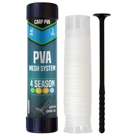 Haldorádó Carp PVA Mesh System 44mm x 5m – All-Season Water Soluble Fishing Bait Net with Loading Tube & Compression Tool – Quick Dissolve Carp Fishing Tackle for Pellets & Boilies