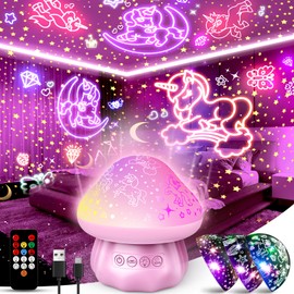 Kids Night Light with Timer and 360° Adjustable Brightness Baby Light, Unicorn Mermaid Gift for 3-8 Years Old Girls