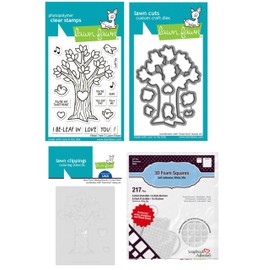 Lawn Fawn Heart Tree 3"x4" Clear Stamp Set, Coordinating Dies, Stencil, Scrapbook Adhesives Foam Squares