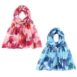 2 Pieces Floral Print Scarf, Women'S Scarf, Long Shawl Scarf, Breathable And Light Scarf, Ele Scarf