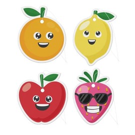 1Buy UK 4 Fruit Car Air Fresheners, Orange, Cherry, Strawberry, Lemon Scents